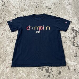 Kith x Champion Navy Blue Graphic T-Shirt Size Small